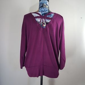 Super soft heathered purple 3/4 cinched sleeves
